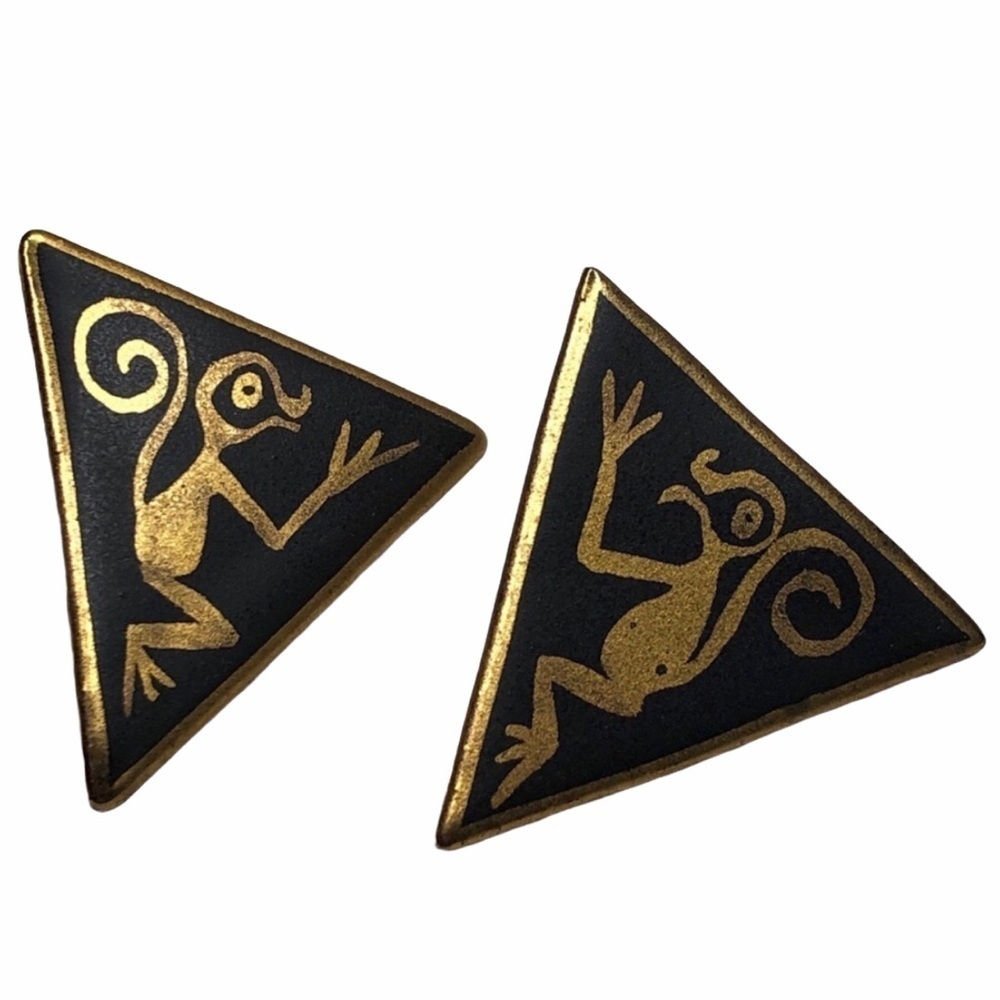 Unique Monkey Stylized Artisan Clay Post Earrings